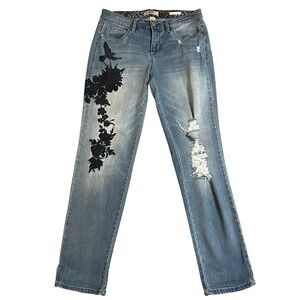Vintage America Blues Woman's Bestie Jean Embroidered Flower and Bird Size 2R/26